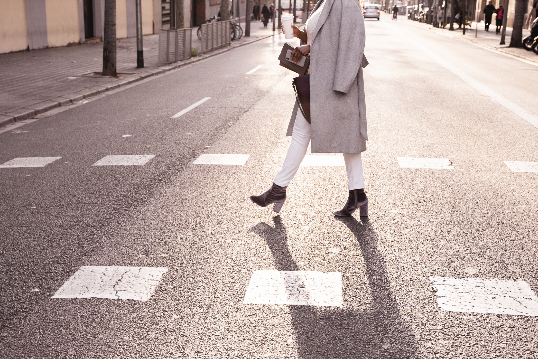 Elegant Office Sophisticated Woman Crossing the Street